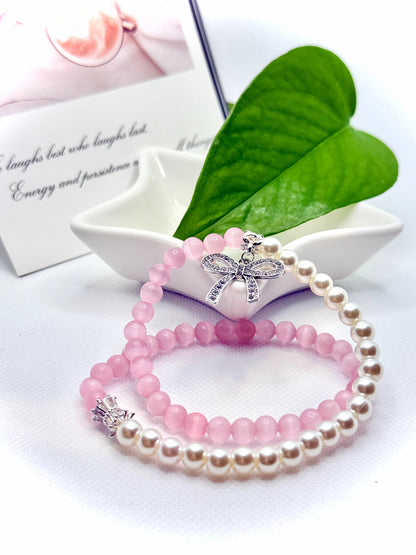 CP13 キャットアイパールダブルリングブレスレット